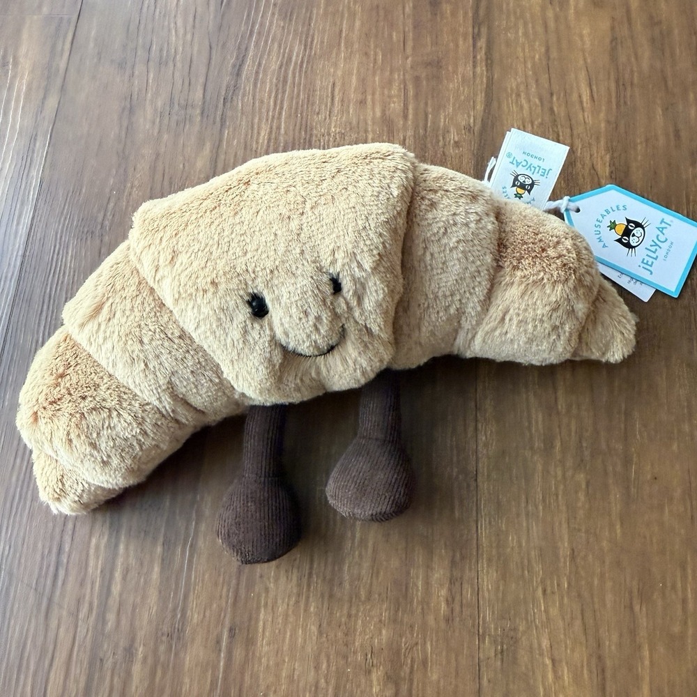 Jellycat Amuseables Croissant Plush Stuffed Animal Toy Small 8" Baker Bakery